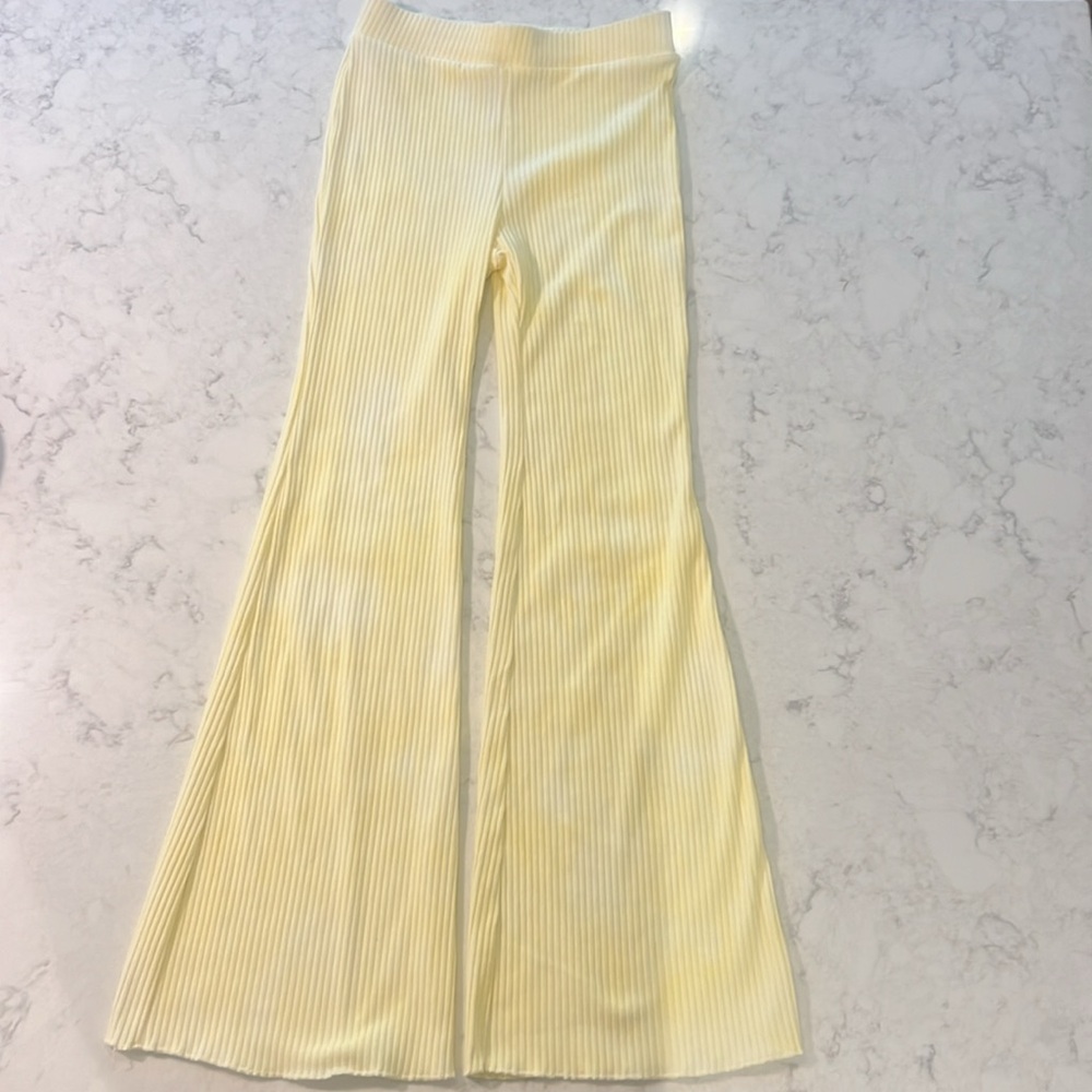 Princess Polly Yellow Flared Ribbed Pants